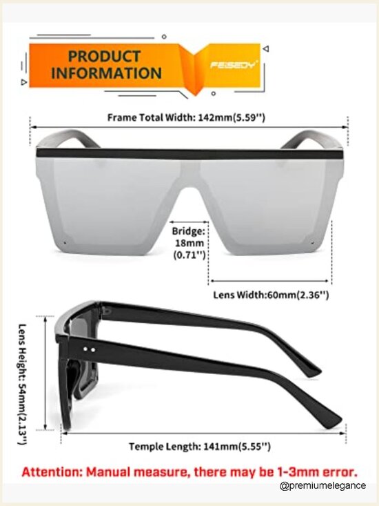 Oversized Flat Top Square Trendy Visor Sunglasses UV400 Protection Unisex